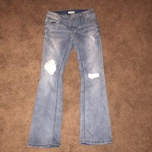 Bootcut ripped jeans with lace